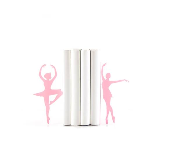 Pink Metal Bookends Ballerinas - Pass?? Simple Ballet Nursery Theme - image 1