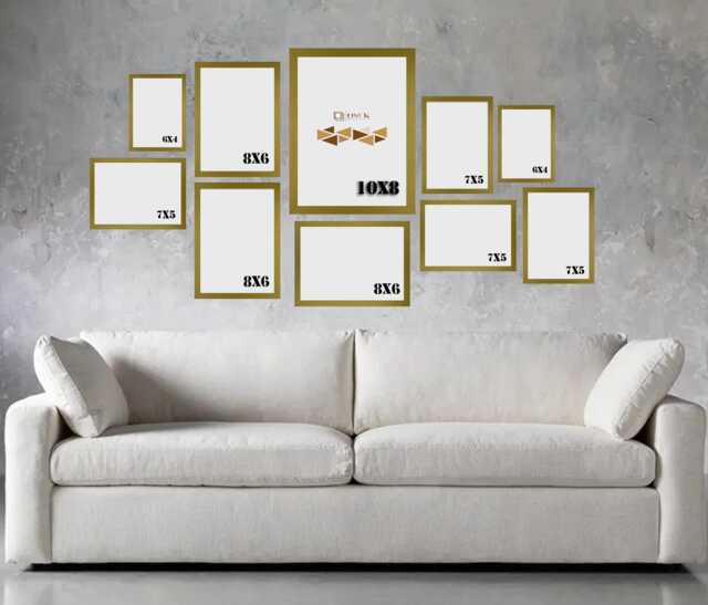 "Gold 10 Piece Multi Picture Frame - Photo Collage Wall Art Hanging Table Set Frames Comes With 10x8""/8x6"" 7x5""/ 6x4" - image 1