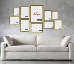 "Gold 10 Piece Multi Picture Frame - Photo Collage Wall Art Hanging Table Set Frames Comes With 10x8""/8x6"" 7x5""/ 6x4" - thumbnail 1