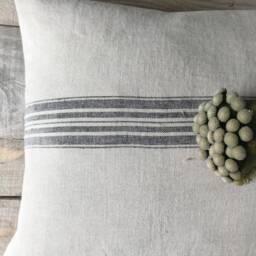 Rustic Linen Pillow Case/Linen Throw Cover/striped Decorative Case/Hidden Zipper/Grain Sack Case/ - thumbnail 3