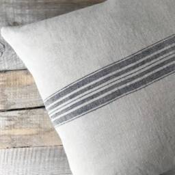 Rustic Linen Pillow Case/Linen Throw Cover/striped Decorative Case/Hidden Zipper/Grain Sack Case/ - thumbnail 2