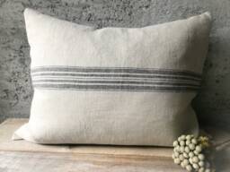 Rustic Linen Pillow Case/Linen Throw Cover/striped Decorative Case/Hidden Zipper/Grain Sack Case/ - thumbnail 1