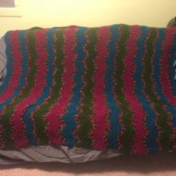 Blue, Green & Fuchsia Chevron Blanket - thumbnail 4