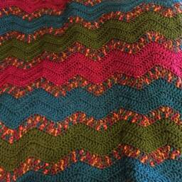 Blue, Green & Fuchsia Chevron Blanket - thumbnail 2