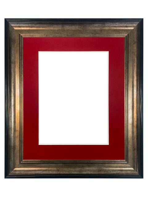 Scandi Black & Gold Picture Frame With Red Mount - image 1