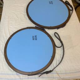 Modern Wall Mirror For Bathroom, Round Decor, Brown Wood Framed Mirror, Decorative Wall, Wooden Living Room - thumbnail 4