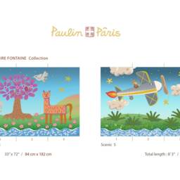 Claire Fontaine Collection Scenic 5. Delightful French Nursery Rhyme Wall Art, Bright Dreamy Radiant Kids Mural, Joyful Colorful Vivid Chic - thumbnail 2