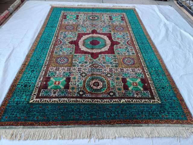 Handwoven Wool Mamluk Rug Traditional Afghan Rug - 9.8 X 6.8 Ft - image 1