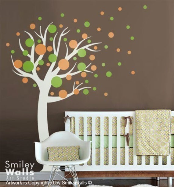 Polka Dots Wall Decal, Circles Kids Decal Tree Nursery Vinyl Decal Sticker Baby Room Art Decor - image 1