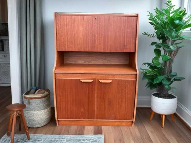 Mid-Century Teak Writing Bureau Drawers/ Writers Desk/ Vintage Cabinet/ 1960's 1970's - image 1