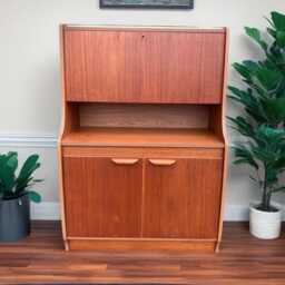 Mid-Century Teak Writing Bureau Drawers/ Writers Desk/ Vintage Cabinet/ 1960's 1970's - thumbnail 2