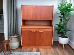 Mid-Century Teak Writing Bureau Drawers/ Writers Desk/ Vintage Cabinet/ 1960's 1970's