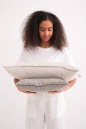 Linen Pillow Cover - Square Pillow Cover Softened Case Zipper Stylish Organic