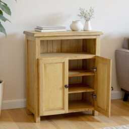 Solid Oak Shoe Cabinet - Rustic Hand-Oiled Hallway Storage Unit - thumbnail 2