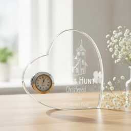 Engraved Heart Crystal Clock Christening Keepsake Gifts For Boys & Girls - thumbnail 2