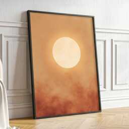 Desert Star - Minimal Abstract Sun Print in Warm Terracotta Tones, Neutral Modern Sky Wall Art For Living Room Decor - thumbnail 1