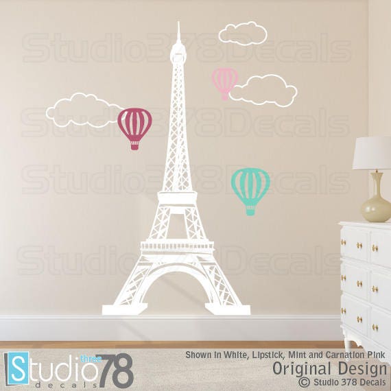 Eiffel Tower Vinyl Wall Decal - Paris Nursery Decor - image 1