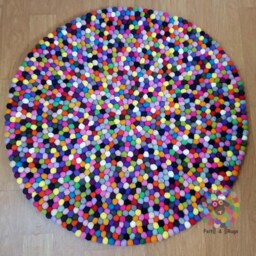 Multicolor Felt Ball Rug Handmade Wool Nursery Rug - 20-250 cm - thumbnail 4