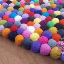 Multicolor Felt Ball Rug Handmade Wool Nursery Rug - 20-250 cm - thumbnail 2