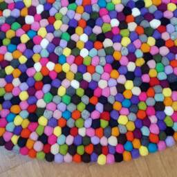 Multicolor Felt Ball Rug Handmade Wool Nursery Rug - 20-250 cm - thumbnail 3