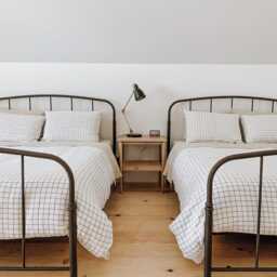 Charcoal Grid Linen Duvet Cover Set - 3 Piece Queen King Bedding Windowpane Stonewashed Linen, Soft Breathable Pattern - thumbnail 3