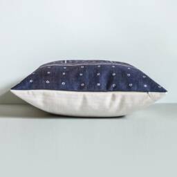 Blue Linen Blend Pillow Cover Boho Aztec Cushion - 45x45cm - thumbnail 2
