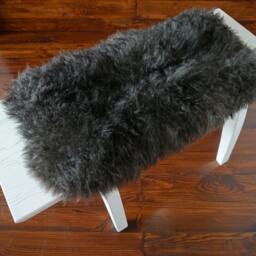 Minimalist White Oak Bench Black Pelssau Sheepskin, Scandinavian Design - thumbnail 3
