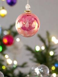 Engraved Purple Blown Glass Christmas Ornament - Holiday Decor - thumbnail 3
