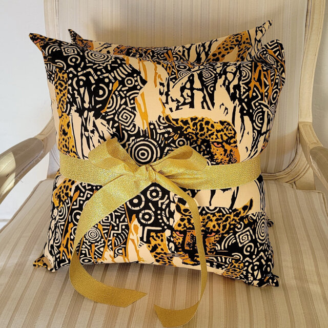 Kuwaha Home Animal Print Decorative Pillow Cover, Set Of 2, Beige, Black, Yellow - image 1