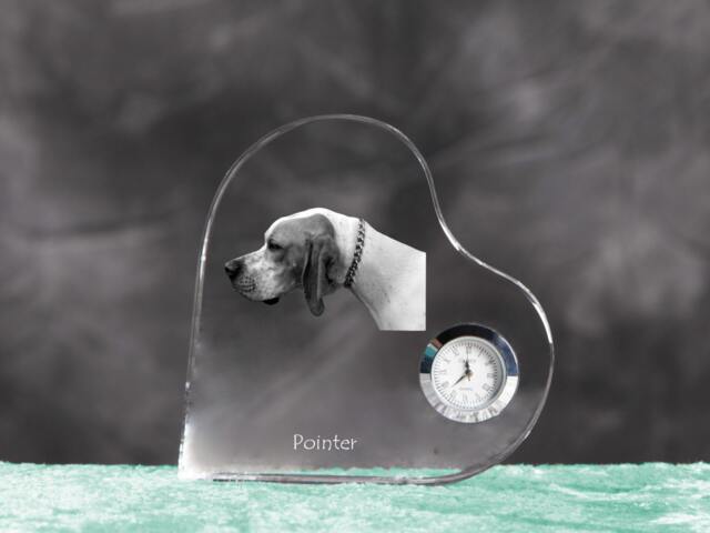 English Pointer - Crystal Clock in The Shape Of A Heart With Image Pure-Bred Dog - image 1