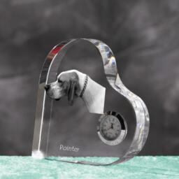 English Pointer - Crystal Clock in The Shape Of A Heart With Image Pure-Bred Dog - thumbnail 2