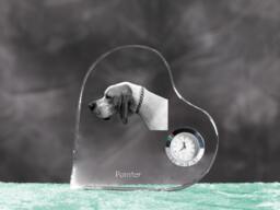 English Pointer - Crystal Clock in The Shape Of A Heart With Image Pure-Bred Dog - thumbnail 1