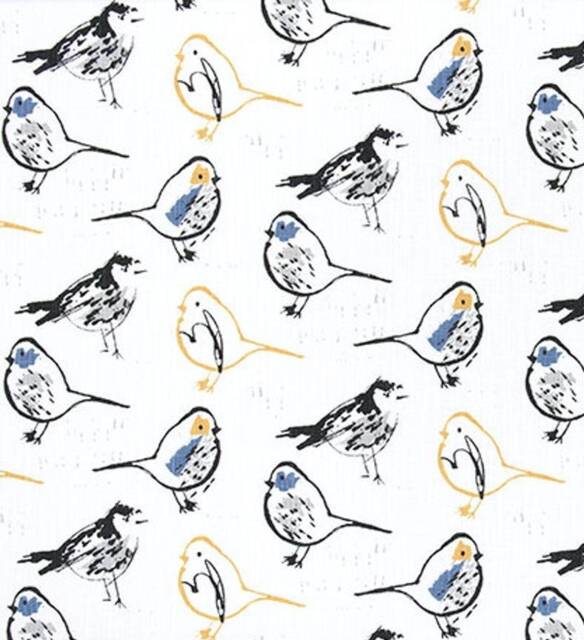 "Bird Toile Saffron Pillow Cover. Yellow, Black, Blue & White.choose Your Custom Size - 16""-26"
