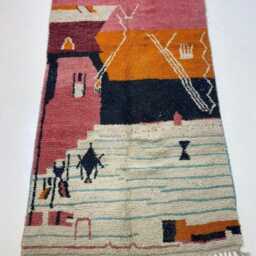 Handmade Wool Beniourain Rug, Moroccan Berber Abstract Design, Bohemian Home Decor - thumbnail 3