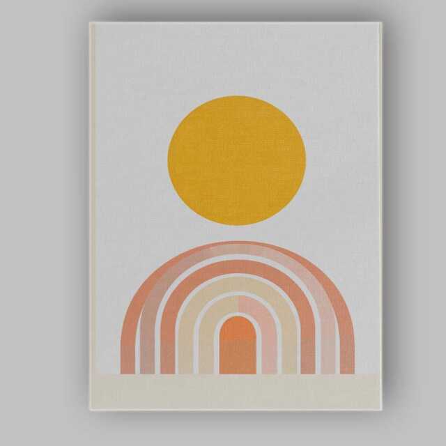 Boho Rainbow Sun Minimalist Scandinavian Geometric Canvas Wall Art Print Decor Picture Ready To Hang - image 1