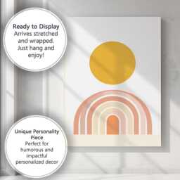 Boho Rainbow Sun Minimalist Scandinavian Geometric Canvas Wall Art Print Decor Picture Ready To Hang - thumbnail 3