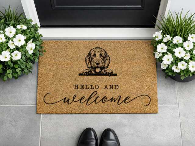 Personalized Dog Rug - Hello & Welcome Sign Durable Coir Mat - image 1