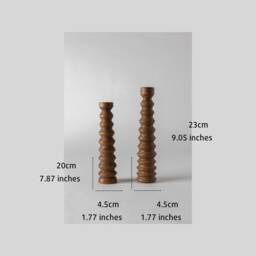 Candlesticks Ikaria Brown - Set Of 2 Wooden Candlestick Holder Wood Pillar Candle Holders Modern Holders - thumbnail 3