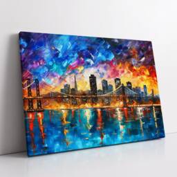 San Francisco City Skyline Painting American Modern Abstract Wall Art Framed Canvas Poster Print Home/Office Room Decor Gifts - thumbnail 2