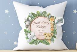 Personalised Kids Safari Cushion - Nursery Decor - thumbnail 1