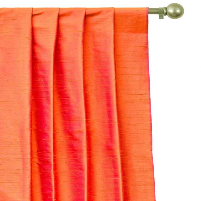 Orange & Pink 100% Pure Silk Dupioni Curtain Panels - Rod Pocket, Grommet, Box Pleat, Three Pinch Tab Top & Plain Ring Top - image 1