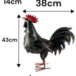 Decorative Dark Brown Metal Cockerel Rooster Garden Outdoor Lawn Ornament Decor - thumbnail 2