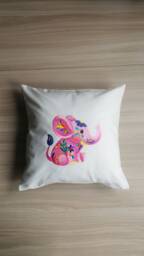 "Children's Decorative Pillowcase With Animal Embroidery ""Pink Elephant" - thumbnail 1