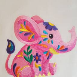 "Children's Decorative Pillowcase With Animal Embroidery ""Pink Elephant" - thumbnail 4