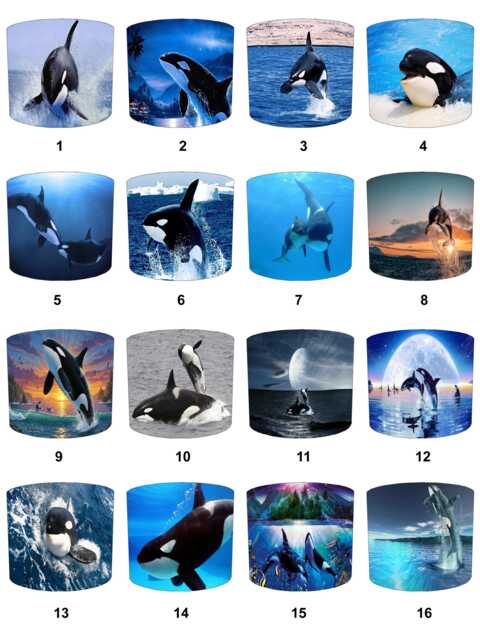 Killer Whale Orca Drum Lampshade For Ceiling Light Pendants Or Table Lamp Bases - image 1