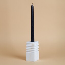 White Marble Candlestick Holder Natural Stone Matte Finish - 4.7