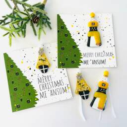 Cornish Christmas Card With Fused Glass Snowman Decoration, Cornwall - thumbnail 3
