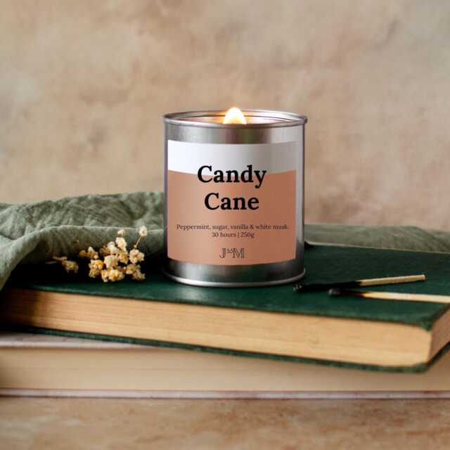 Candy Cane Wood Wick Candle, Crackling Christmas Fragrance - image 1