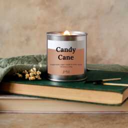 Candy Cane Wood Wick Candle, Crackling Christmas Fragrance - thumbnail 1