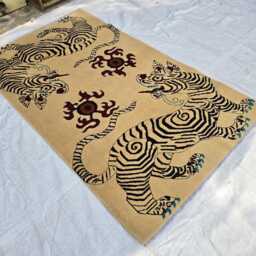4??7 Ft Handmade Pictorial Tiger Rug, Carpet For Kids Room - thumbnail 3